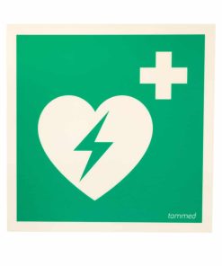 Opastekilpi defibrillaattori