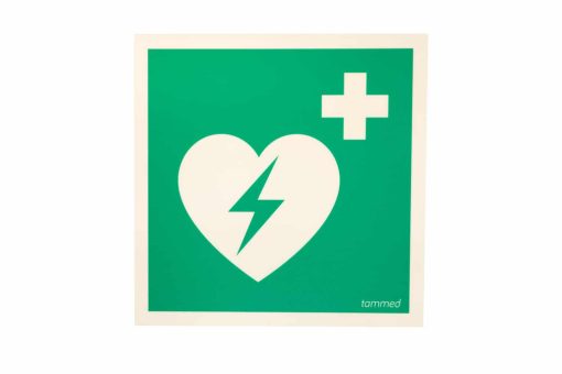 Opastekilpi defibrillaattori
