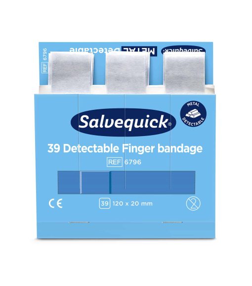 Pitkä Salvequick muovilaastari sininen 6 x 39 kpl