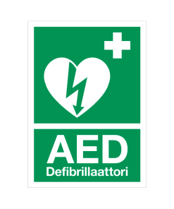 AED Defibrillaattori kyltti A4, heijastava
